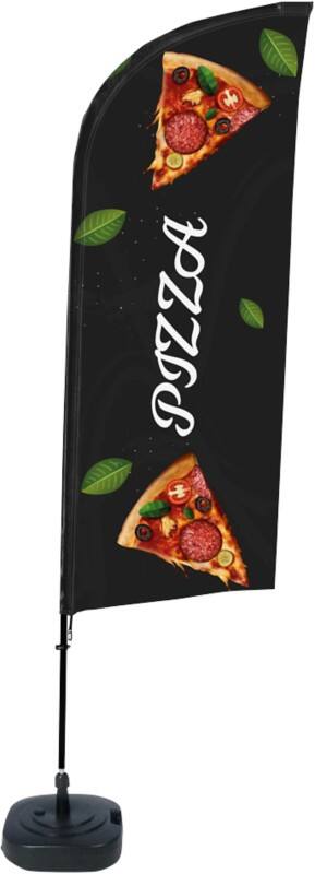 Drapeau publicitaire SHOWDOWN Pizza Droit 330 x 89 cm Simple face Aluminium