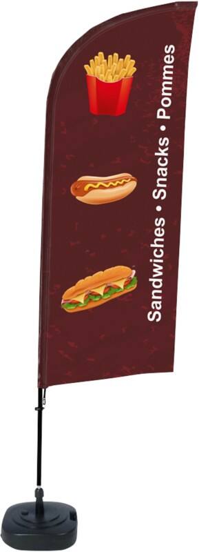 Drapeau publicitaire SHOWDOWN Snacks Droit 330 x 89 cm Simple face Aluminium