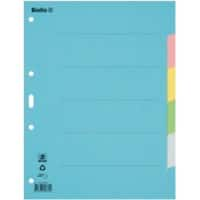 Intercalaires Biella A4 Assortiment Bleu, gris, jaune, rose, vert 6 intercalaires Carton 4 trous