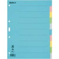 Intercalaires Biella A4 Assortiment Bleu, gris, jaune, rose, vert 10 intercalaires Carton 4 trous