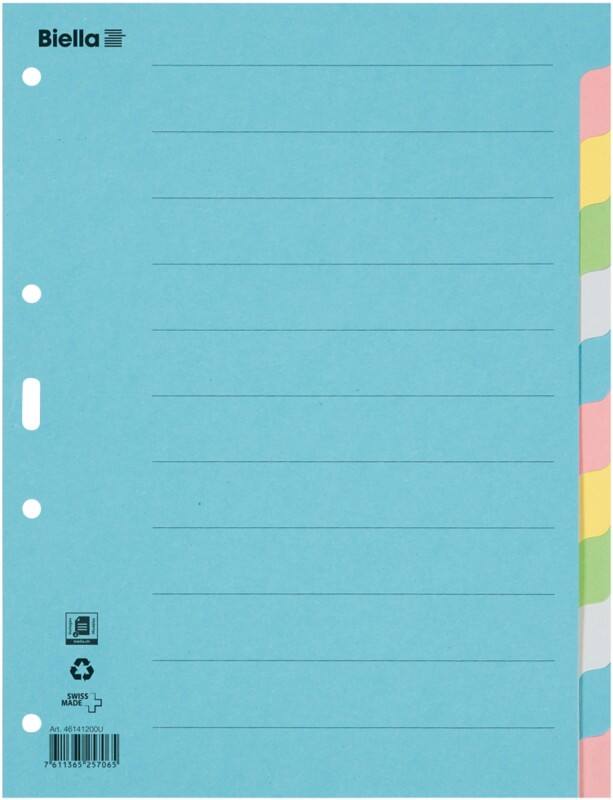 Intercalaires vierges Vierge Biella A4 Assorted 12 intercalaires Carton