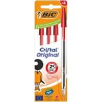 Stylo-bille BIC Cristal Original Pointe moyenne 0,4 mm Rouge 4 unités