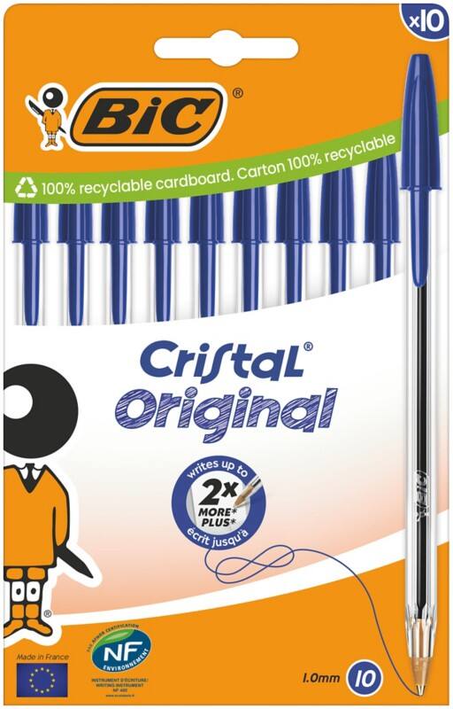 Stylo-bille BIC Cristal Original Bleu 0.4 mm Bille 10 Unités