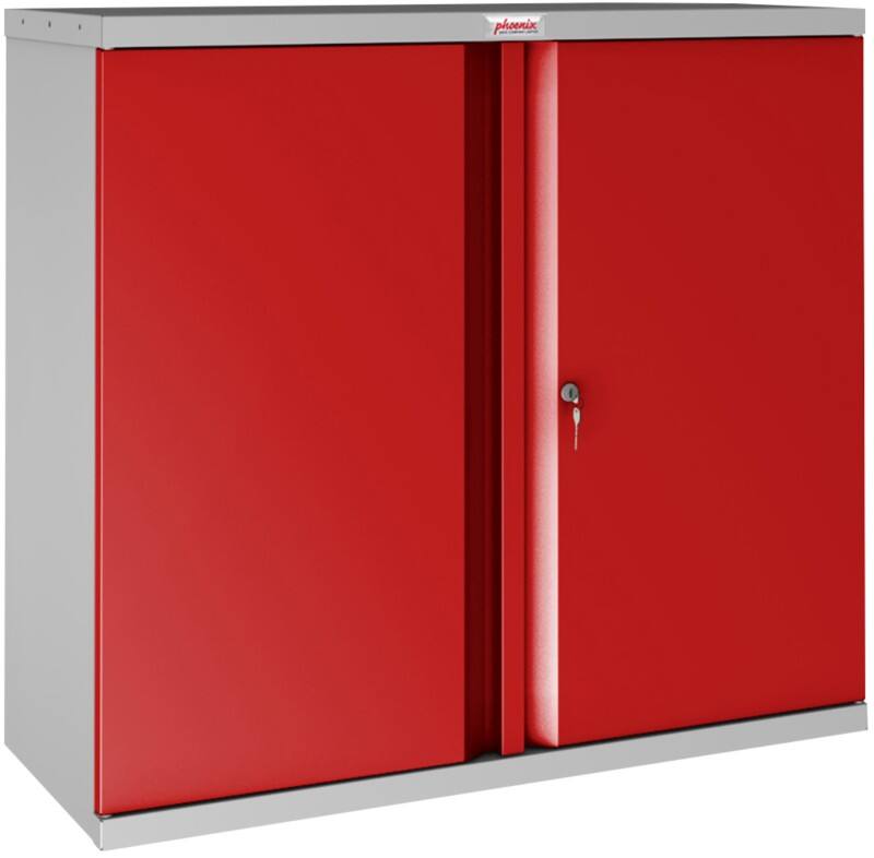 Armoire à portes battantes Phoenix SCL Series Acier 1 étagère 915 x 370 x 830 mm Gris, rouge