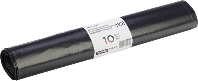 DEISS Abfallsäcke 110 L  Schwarz 10 Stück