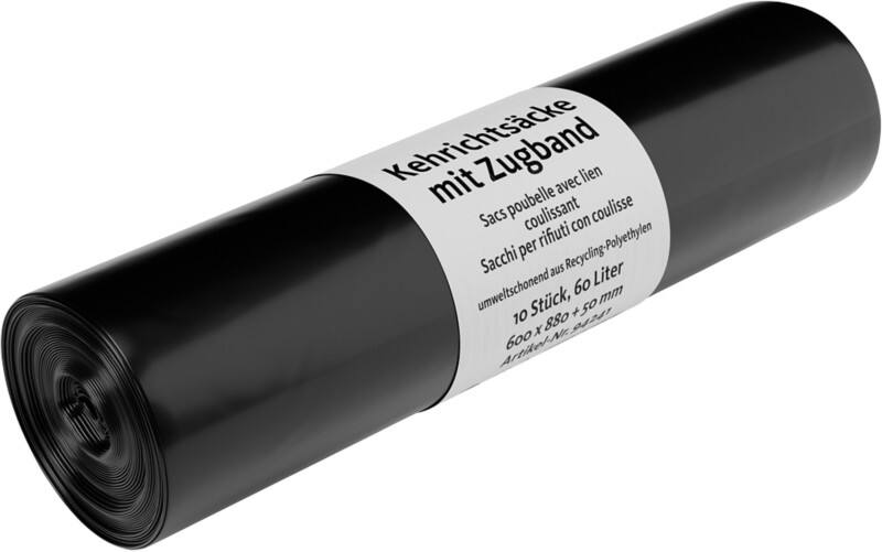 DEISS Abfallsäcke 60 L  Kordelzug Schwarz 10 Stück