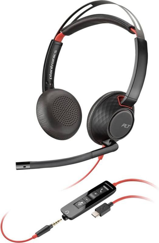 Micro-casque poly Blackwire 5220 Sur tête 3,5 mm Jack, USB, USB-C Microphone à réduction de bruit Avec Microphone Stéréo
