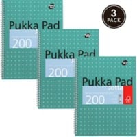 Cahier Pukka Metallic A4 Ligné Reliure à double fil latérale Carton Dos cartonné Vert Perforé 200 pages 3 unités