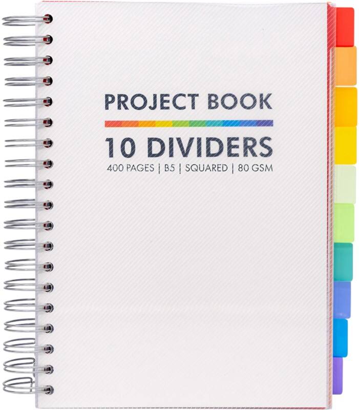 Cahier Pukka Basics B5 Quadrillé Reliure à double fil Reliure latérale Plastique Dos cartonné Blanc Sans perforation 400 Pages 400 Feuilles