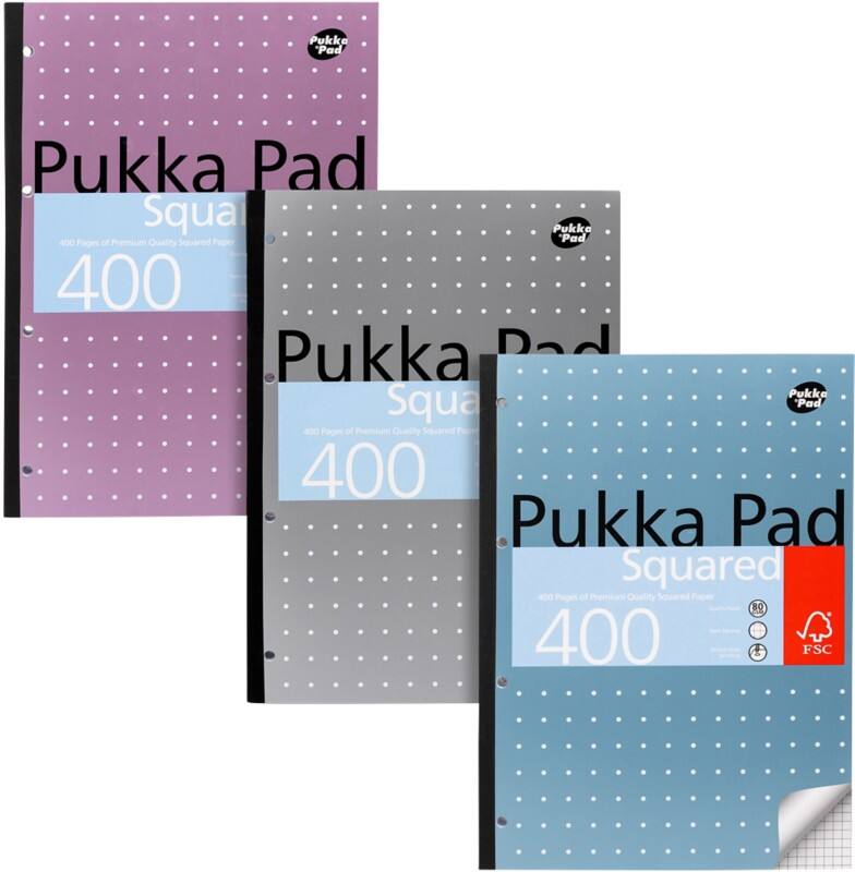 Bloc de recharge Pukka Metallic Collé A4 Quadrillé Carton Dos cartonné Assortiment Non perforé 5 unités