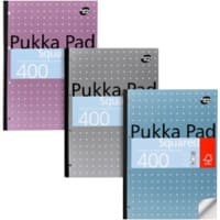 Pukka Metallics Memo-Nachfüllblock Geleimt DIN A4 Kariert Karton Hardback Farbig sortiert Nicht gelocht 400 Seiten 5 Stück à 400 Blatt