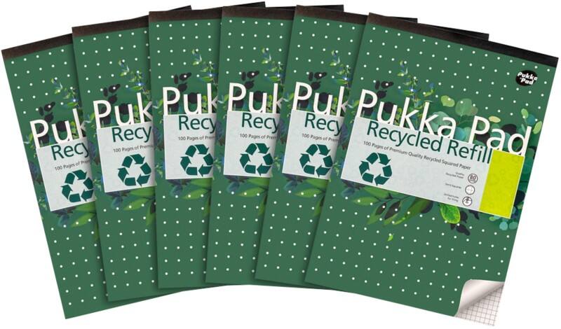 Bloc de recharge Pukka Collé A4 Quadrillé Carton Dos cartonné Vert Non perforé 6 unités