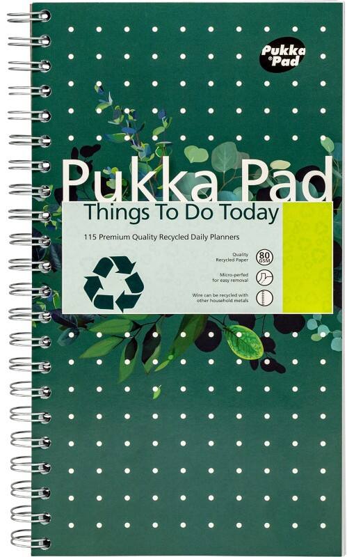 Cahier Pukka Recycled 152 x 280 mm Reliure à double fil Vert Non perforé 9766-REC 3 unités