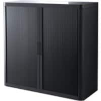 Paperflow Easy Office Rolladenschrank PS (Polystyrol), Stahl 2 Fachböden abschließbar 1.100 x 415 x 1.040 mm Schwarz