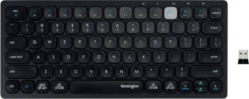 Kensington Dual Kabellose Kompakte Tastatur K75502BE AZERTY Bluetooth/USB-A Nano Receiver Schwarz