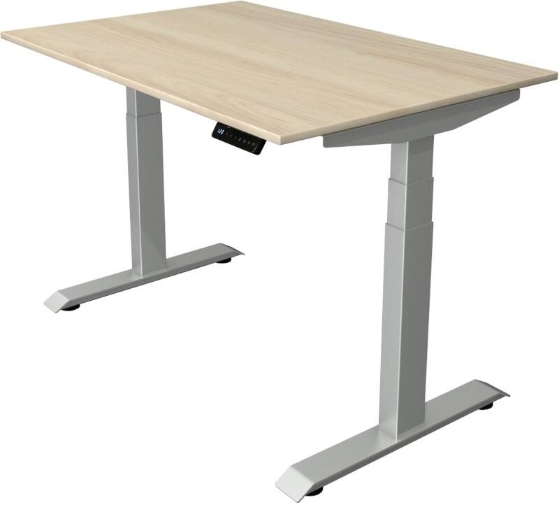 Bureau assis-debout Kerkmann Hauteur ajustable électriquement Marron érable Piètement en T 0 tiroirs 0 caissons 1200 (l) x 800 (p) x 1290 (h) mm Bois, métal