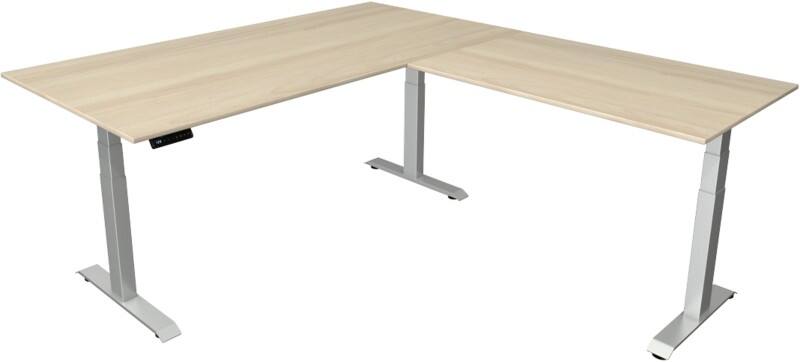 Bureau assis-debout Kerkmann Hauteur ajustable électriquement Marron érable Piètement en T 0 tiroirs 0 caissons 2000 (l) x 2200 (p) x 1290 (h) mm Bois, métal