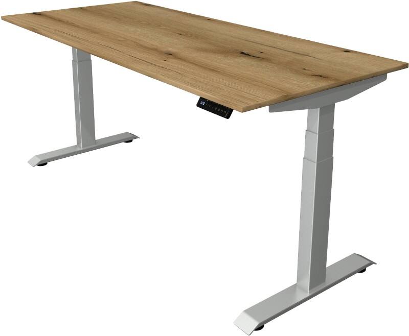 Bureau assis-debout Kerkmann Hauteur ajustable électriquement Chêne Piètement en T 0 tiroirs 0 caissons 1800 (l) x 800 (p) x 1290 (h) mm Bois, métal