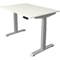 Bureau assis-debout Kerkmann Hauteur ajustable électriquement Blanc Piètement en T 0 tiroirs 0 caissons 1200 (l) x 800 (p) x 1290 (h) mm Bois, métal