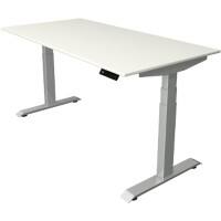 Bureau assis-debout Kerkmann Hauteur ajustable électriquement Blanc Piètement en T 0 tiroirs 0 caissons 1600 (l) x 800 (p) x 1290 (h) mm Bois, métal