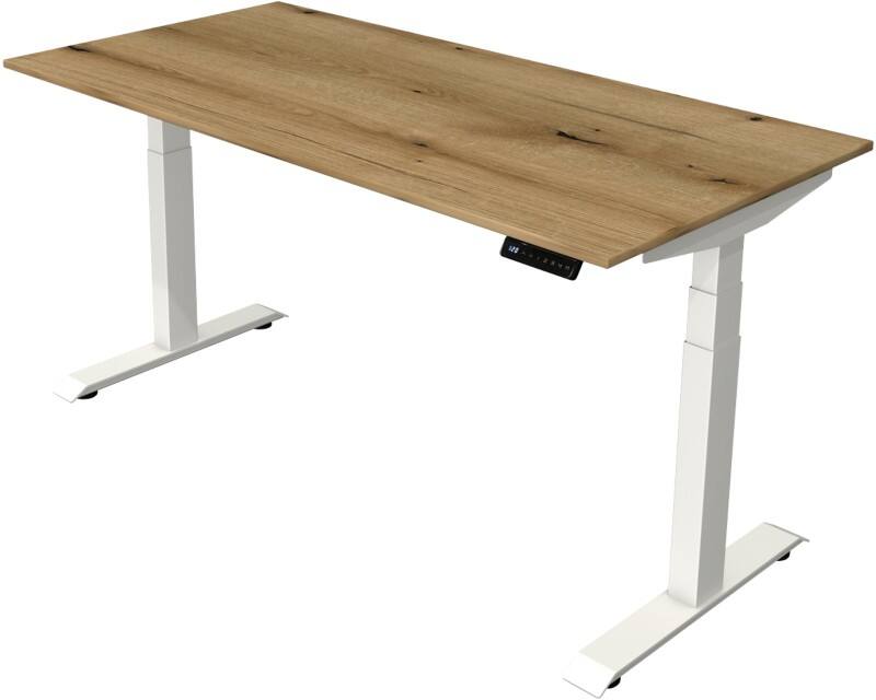 Bureau assis-debout Kerkmann Hauteur ajustable électriquement Chêne Piètement en T 0 tiroirs 0 caissons 1600 (l) x 800 (p) x 1290 (h) mm Bois, métal