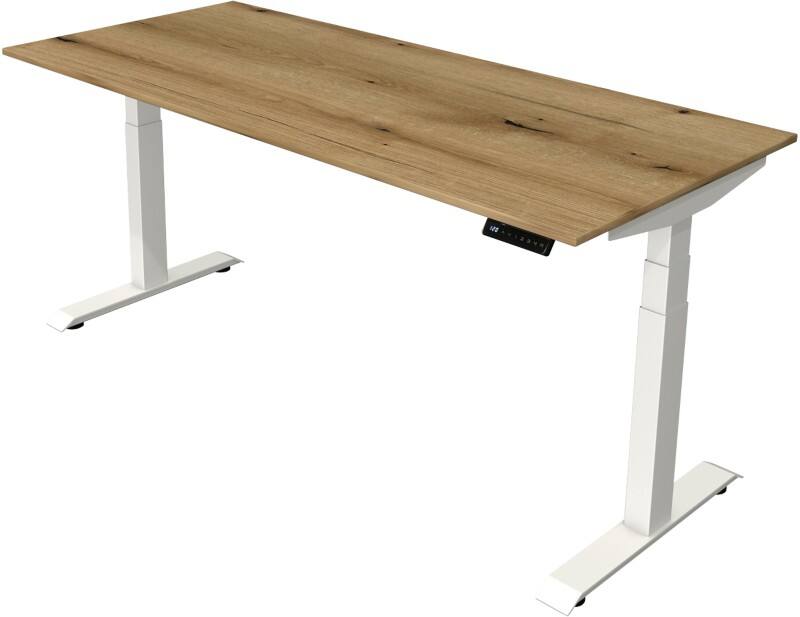 Bureau assis-debout Kerkmann Hauteur ajustable électriquement Chêne Piètement en T 0 tiroirs 0 caissons 1800 (l) x 800 (p) x 1290 (h) mm Bois, métal