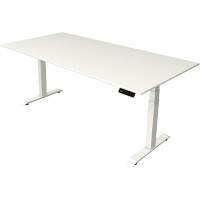 Bureau assis-debout Kerkmann Hauteur ajustable électriquement Blanc Piètement en T 0 tiroirs 0 caissons 2000 (l) x 1000 (p) x 1290 (h) mm Bois, métal