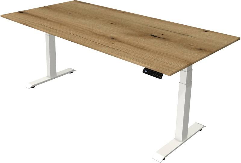 Bureau assis-debout Kerkmann Hauteur ajustable électriquement Chêne Piètement en T 0 tiroirs 0 caissons 2000 (l) x 1000 (p) x 1290 (h) mm Bois, métal