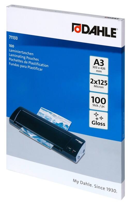 Pochettes de plastification Dahle A3 Brillant 125 (2 x 125 microns) Transparent 100 Unités