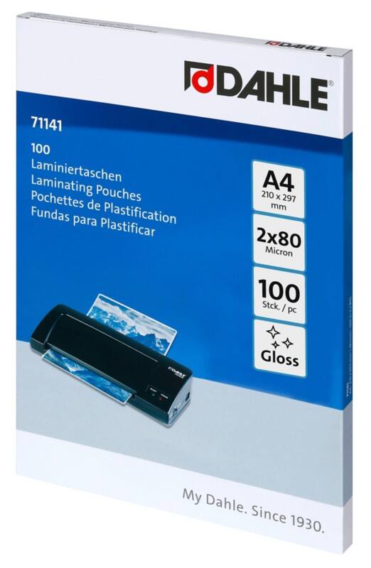 Dahle Laminierfolien DIN A4 Glänzend 80 (2 x 80 Mikron) Transparent 100 Hüllen