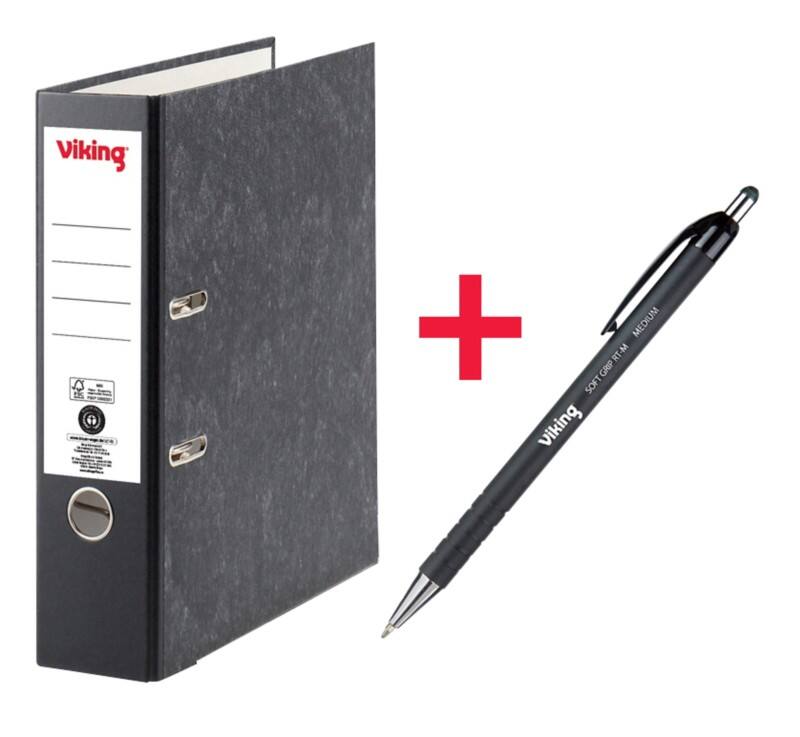 Viking Ordner Breit A4 80 mm Schwarz 2 Ringe Pappkarton Wolkenmarmor Hochformat