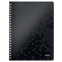 Leitz WOW Notebook A4 quadrillé, relié par fil avec couverture en PP 46380095 160 pages 80 feuilles Noir