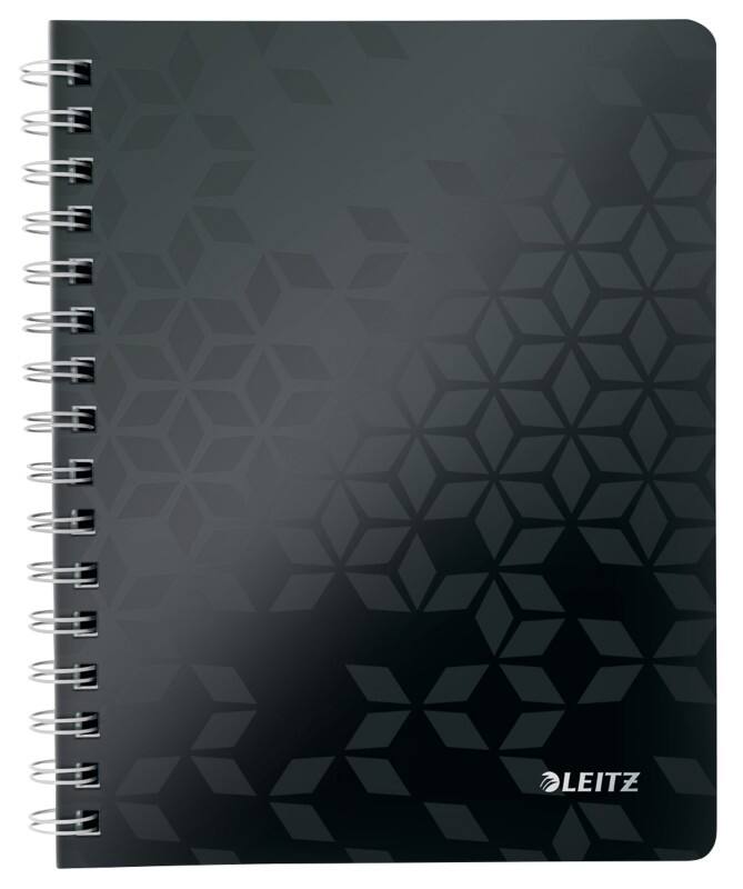 Leitz WOW Notebook A5 quadrillé, relié par fil avec couverture en PP 46410095 160 pages 80 feuilles Noir