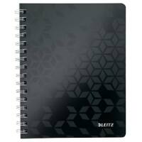 Leitz WOW Notebook A5 quadrillé, relié par fil avec couverture en PP 46410095 160 pages 80 feuilles Noir