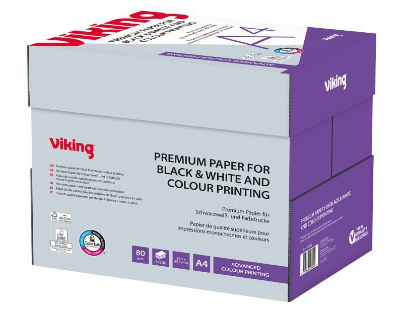 Viking Advanced Colour Printing A4 Druckerpapier 80 g/m² Glatt Hochweiss 169 CIE 5 Pack à 500 Blatt