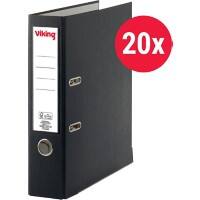 Classeur à levier Viking Large A4 75 mm Noir 2 Anneaux Plastique Mat Portrait  20 Unités