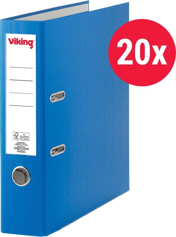 Viking Premium Ordner Breit A4 75 mm Blau 2 Ringe Kunststoff Matt Hochformat 20 Stück