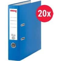 Classeur à levier Viking Large A4 75 mm Bleu 2 Anneaux Plastique Mat Portrait  20 Unités