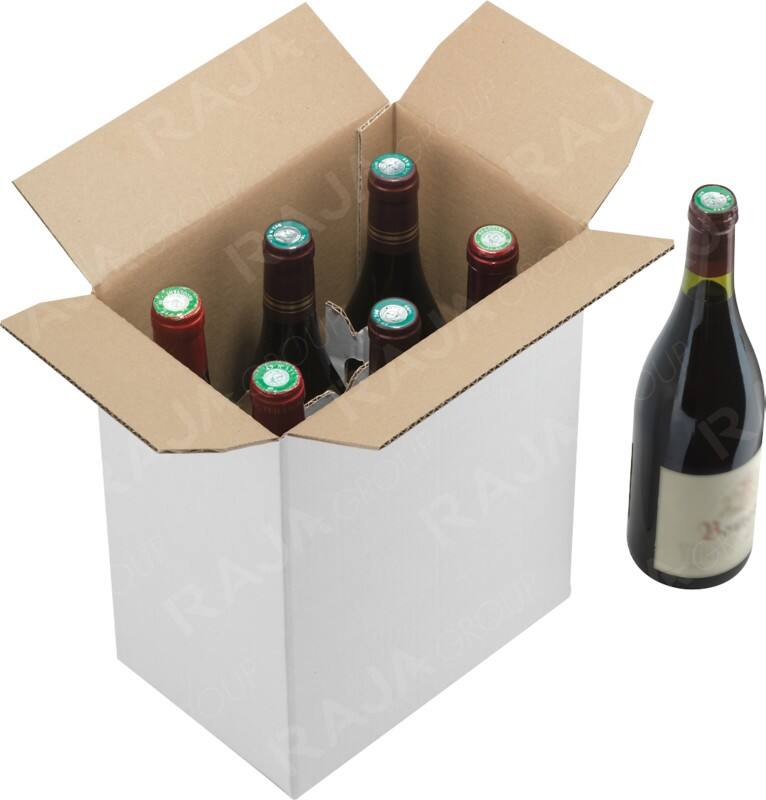 RAJA Flaschenversandkarton 1-wellig Karton 179 (B) x 262 (T) x 306 (H) mm Weiss Schnelle Montage