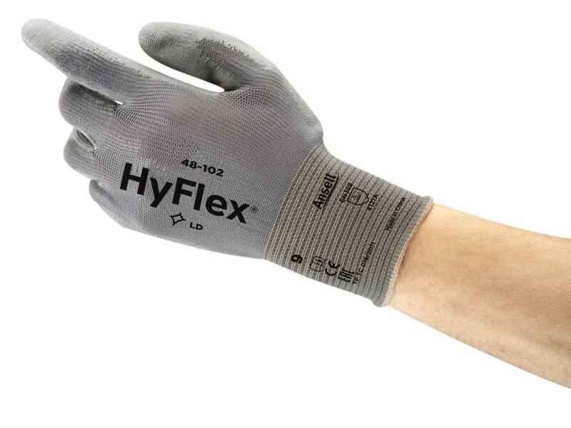 HyFlex Wiederverwendbare Arbeitshandschuhe Nylon, PU (Polyurethan) Grösse 7 Grau 12 Paar à 2 Handschuhe