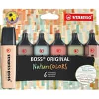 STABILO BOSS ORIGINAL NatureCOLORS Marker Farbig sortiert  Breit Keilspitze 2 - 5 mm 6 Stück