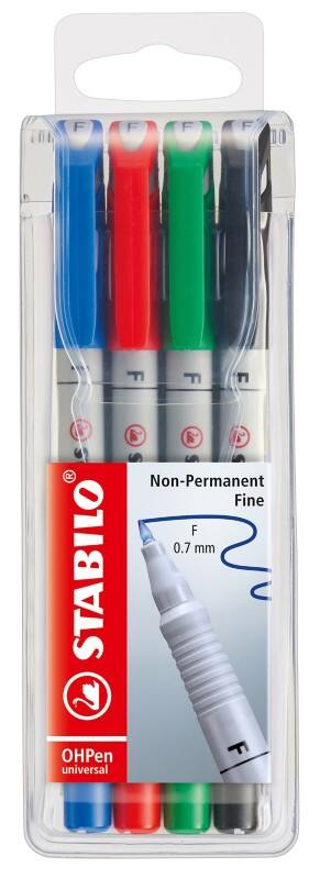 STABILO OHPen universal Folienstift Fein Filzspitze 0.7 mm Farbig assortiert 4 Stück