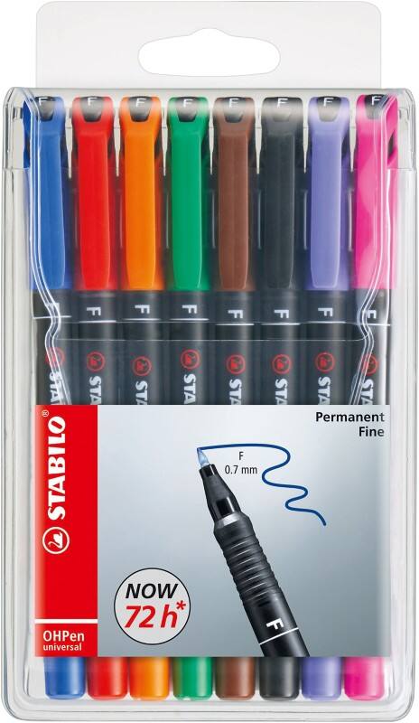 STABILO OHPen universal Folienstift Fein Filzspitze 0.7 mm Farbig 0.7 mm Farbig assortiert 8 Stück