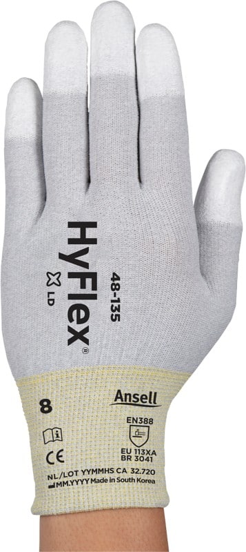 Ansell HyFlex 48-135 Mechanical Protection Mehrweg Handschuhe Nylon Größe 7 Grau 12 Paar