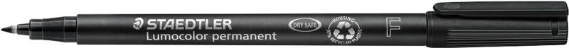 Marqueur permanent STAEDTLER Lumocolor Universal F 97% Recyclé Fin Ogive 0,6 mm Noir Rechargeable 10 Unités