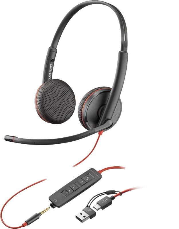 Casque audio poly 8X229A6 Avec fil Sur tête USB-C Avec Microphone Stéréo Noir
