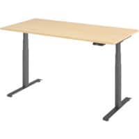 Hammerbacher Rechteckiger Steh-Sitz-Schreibtisch 1.600 x 800 x 1.295 x 645 – 1.295 mm Metall, Holz 1.600 x 800 x 1.295 x 645 – 1.295 mm Braun