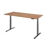 Hammerbacher Rechteckiger Steh-Sitz-Schreibtisch 1.800 x 800 x 1.295 x 645 – 1.295 mm Metall, Holz 1.800 x 800 x 1.295 x 645 – 1.295 mm Braun