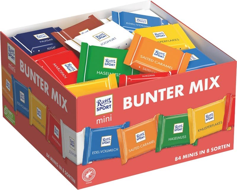 Chocolat RITTER SPORT Mini Mix 84 unités de 16 g