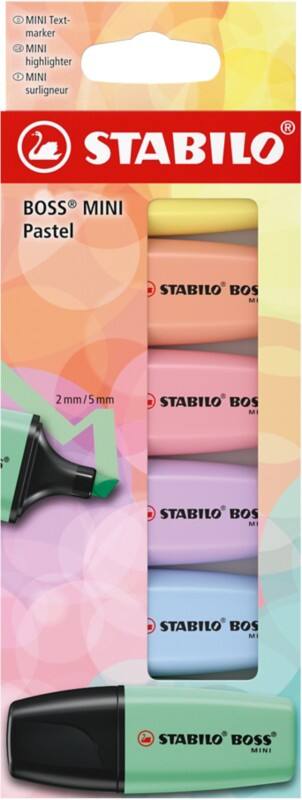 STABILO BOSS MINI 07/6-2-01 Textmarker Farbig assortiert Breit Keilspitze  - 5 mm 6 Stück